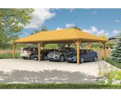 Vierer-Carport SKAN HOLZ Taunus mit Pfostenankern 1176x634 cm eiche hell