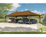 Hornbach Vierer-Carport SKAN HOLZ Taunus mit Pfostenankern 1176x634 cm nussbaum