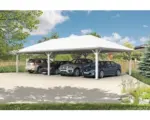 Hornbach Vierer-Carport SKAN HOLZ Taunus mit Pfostenankern 1176x634 cm weiß