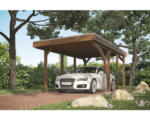Hornbach Einzelcarport SKAN HOLZ Friesland mit einem Einfahrtsbogen und Pfostenankern 314x555 cm nussbaum
