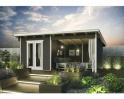 Gartenhaus SKAN HOLZ Texel mit Fußboden 590x310 cm grau