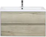 Hornbach Waschbeckenunterschrank Sanox Evora Keramik 59x100x45,5 cm mit Keramikwaschbecken eiche natur
