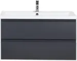 Hornbach Waschbeckenunterschrank Sanox Evora Keramik 59x100x45,5 cm mit Keramikwaschbecken anthrazit matt