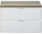 Hornbach Waschbeckenunterschrank Sanox Porto 59x90x50 cm mit Waschtischplatte weiß hochglanz/Eiche natur