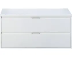 Waschbeckenunterschrank Sanox Porto 59x120x50 cm mit Waschtischplatte weiß hochglanz