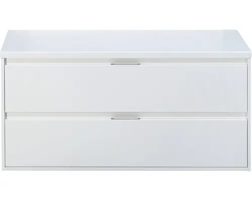 Waschbeckenunterschrank Sanox Porto 59x120x50 cm mit Waschtischplatte weiß hochglanz