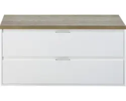 Waschbeckenunterschrank Sanox Porto 59x120x50 cm mit Waschtischplatte weiß hochglanz/Eiche natur