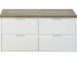 Hornbach Waschbeckenunterschrank Sanox Porto 59x120x50 cm mit Waschtischplatte 4 Schubladen weiß hochglanz/Eiche natur