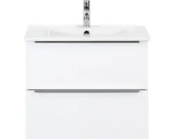 Waschbeckenunterschrank Sanox Pulse Keramik 57x71x51 cm mit Keramikwaschbecken weiß hochglanz