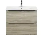 Hornbach Waschbeckenunterschrank Sanox Pulse Keramik 57x71x51 cm mit Keramikwaschbecken Eiche grau