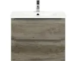Hornbach Waschbeckenunterschrank Sanox Pulse Keramik 57x71x51 cm mit Keramikwaschbecken Eiche Nebraska