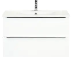 Waschbeckenunterschrank Sanox Pulse Keramik 57x91x51 cm mit Keramikwaschbecken weiß hochglanz