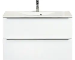 Waschbeckenunterschrank Sanox Pulse Mineralguss 56,5x90x50 cm mit Mineralgusswaschbecken weiß hochglanz