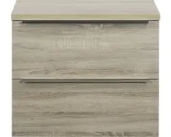 Waschbeckenunterschrank Sanox Pulse 58,6x70x50 cm mit Waschtischplatte Eiche grau