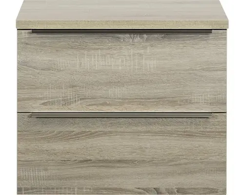 Waschbeckenunterschrank Sanox Pulse 58,6x70x50 cm mit Waschtischplatte Eiche grau