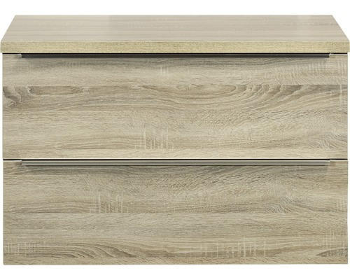 Waschbeckenunterschrank Sanox Pulse 58,6x90x50 cm mit Waschtischplatte Eiche grau