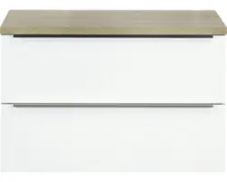 Waschbeckenunterschrank Sanox Pulse 58,6x90x50 cm mit Waschtischplatte weiß glänzend/Eiche grau