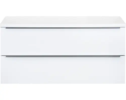 Waschbeckenunterschrank Sanox Pulse 58,6x120x50 cm mit Waschtischplatte weiß glänzend