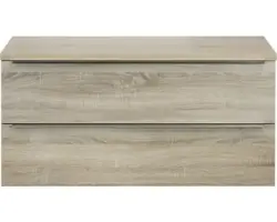 Waschbeckenunterschrank Sanox Pulse 58,6x120x50 cm mit Waschtischplatte Eiche grau