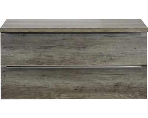 Waschbeckenunterschrank Sanox Pulse 58,6x120x50 cm mit Waschtischplatte Nebraska Eiche