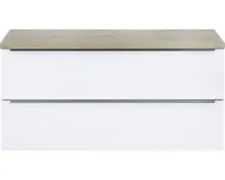 Waschbeckenunterschrank Sanox Pulse 58,6x120x50 cm mit Waschtischplatte weiß glänzend/Eiche