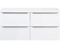 Waschbeckenunterschrank Sanox Pulse 58,6x120x50 cm mit Waschtischplatte 4 Schubladen weiß glänzend