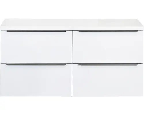 Waschbeckenunterschrank Sanox Pulse 58,6x120x50 cm mit Waschtischplatte 4 Schubladen weiß glänzend