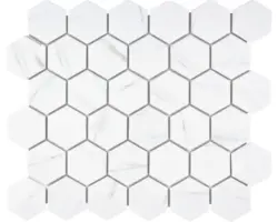 Keramikmosaik Carrara CIM HX5 CR 32,5x28,1 cm weiß