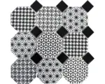 Hornbach Keramikmosaik Octa Misto 30,0x30,0 cm schwarz weiß