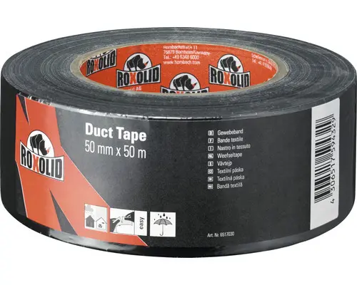 ROXOLID Duct Tape / Gaffa Tape Gewebeband schwarz 50 mm x 50 m