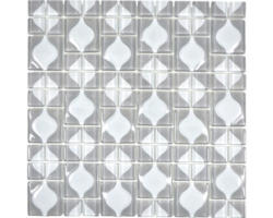 Glasmosaik WAVY 15 30,0x30,0 cm grau