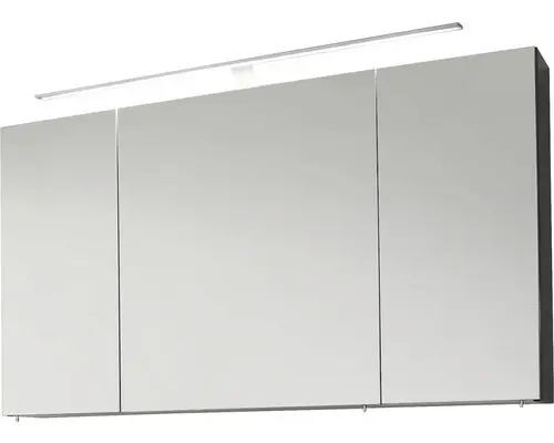 LED-Spiegelschrank Marlin 3040 120x68,2x17,5 cm 3-türig anthrazit glänzend