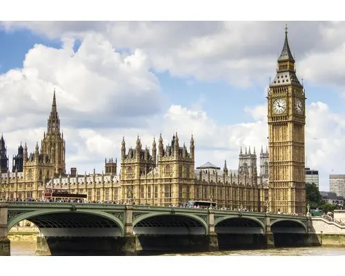 Fototapete Papier 97377 Big Ben blau weiß 7-tlg. 350 x 260 cm