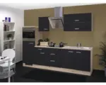 Hornbach Küchenblock Flex Well Santo 11210 Anthrazit/San Remo Eiche hell 270 cm inkl. Einbaugeräte
