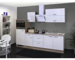 Küchenblock Flex Well Valero 11215 weiß Hochglanz/Sonoma Eiche 270 cm inkl. Einbaugeräte