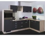 Hornbach Winkelküche Flex Well Santo Anthrazit/San Remo Eiche hell 280x170 cm inkl. Einbaugeräte