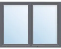 Kunststofffenster 2.Flg.mit Stulppfosten ARON Basic weiß/anthrazit 1300x1250 mm