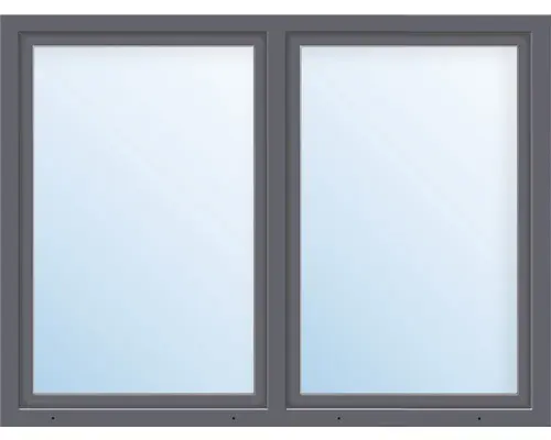 Kunststofffenster 2.Flg.mit Stulppfosten ARON Basic weiß/anthrazit 1450x1200 mm