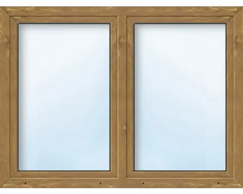 Kunststofffenster 2.Flg.mit Stulppfosten ARON Basic weiß/golden oak 1550x650 mm