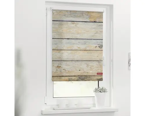 Klemmrollo Lichtblick ohne Bohren Bretter Shabby 120x150 cm inkl. Klemmträger