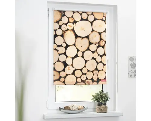 Klemmrollo Lichtblick ohne Bohren Holzstapel 120x150 cm inkl. Klemmträger