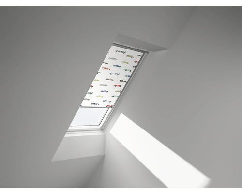 VELUX Verdunkelungsrollo Kids Rennautos manuell Rahmen aluminium DKL F04 4654S