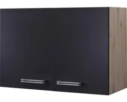 Hängeschrank Flex Well Santo anthrazit/San Remo Eiche hell 80x55x32 cm mit Drehtür