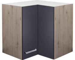 Eckhängeschrank Flex Well Santo anthrazit/San Remo Eiche hell 60x55x32 cm mit Drehtür