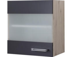 Glashängeschrank Flex Well Santo anthrazit/San Remo Eiche hell 50x55x32 cm mit Drehtür