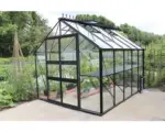 Hornbach Gewächshaus Halls Blockley 810 3 mm Sicherheitsglas mit Fundament 256x317 cm schwarz