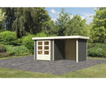 Hornbach Gartenhaus Karibu Kodiak 2 inkl. Anbaudach 2,4 m, Rück- und Seitenwand 437x217 cm terragrau