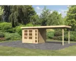 Hornbach Gartenhaus Karibu Naomi 3 inkl. Anbaudach 2,8 m 497x217 cm natur