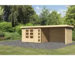 Hornbach Gartenhaus Karibu Naomi 4 inkl. Anbaudach 2,8 m, Rück- und Seitenwand 557x209 cm natur