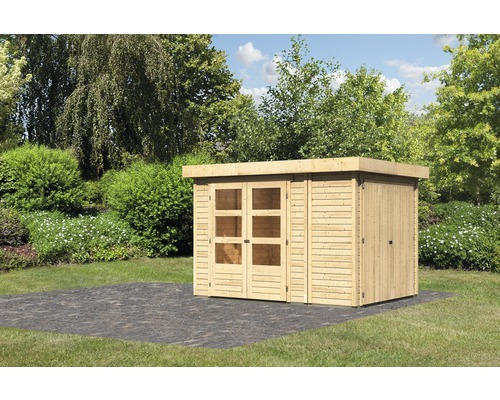 Gartenhaus Karibu Karola 2 inkl. Anbauschrank 288x217 cm natur